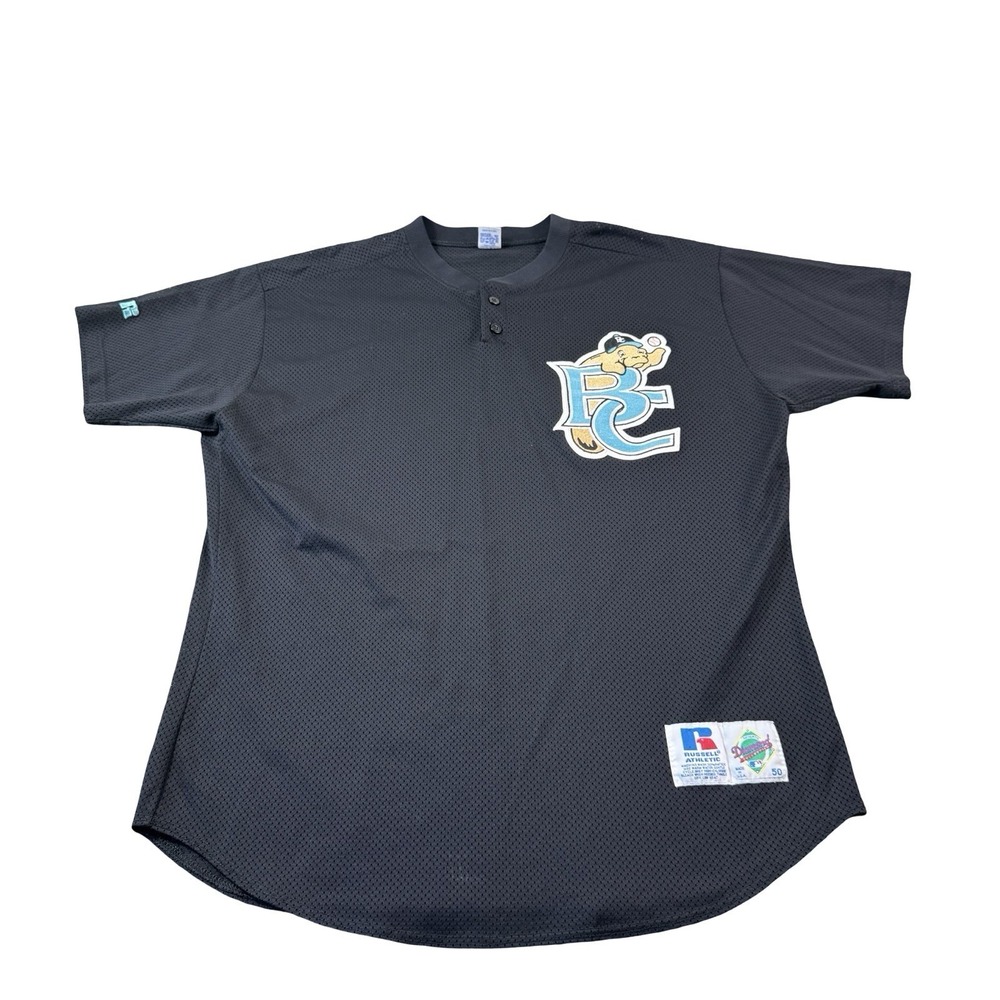 RUSSELL Athletic Black Brevard County Manatees Baseball Mens Jersey Size 50 USA